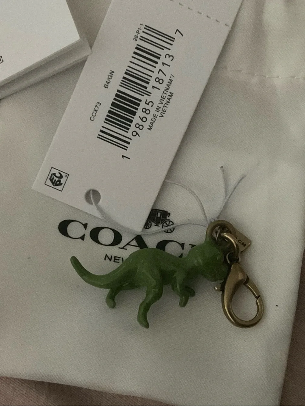 Coach Green Dinosaur Charm Key Clip